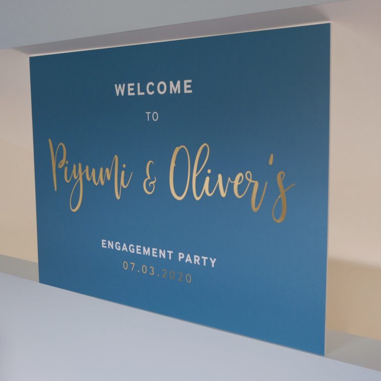 gold foil welcome sign