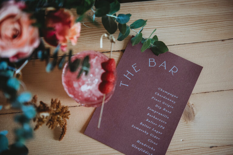 bar menu wedding