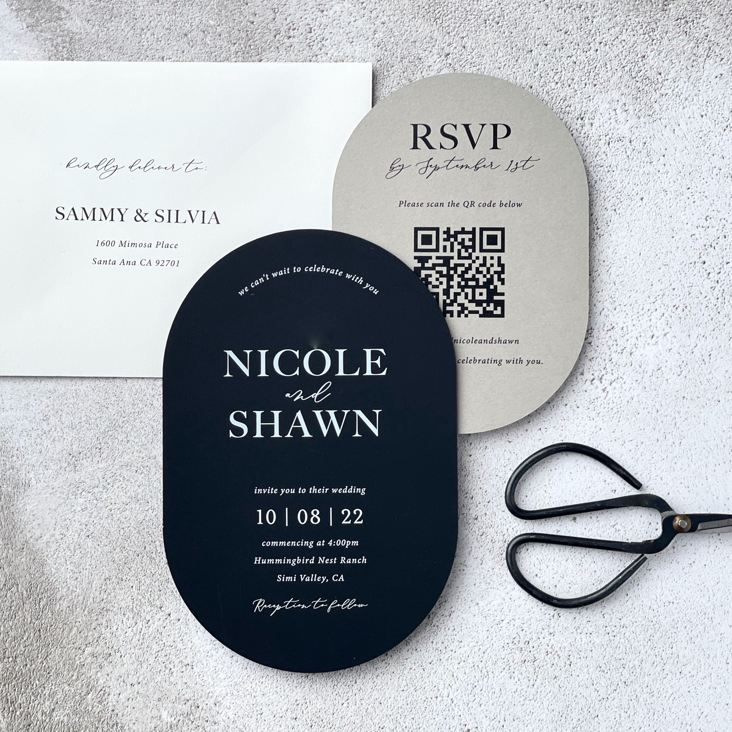 oval wedding invitation